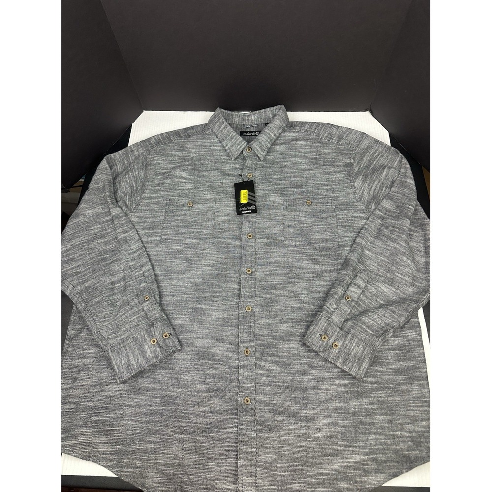Solaris Big Man Gray Button Up Long Sleeve Woven Shirt NWT